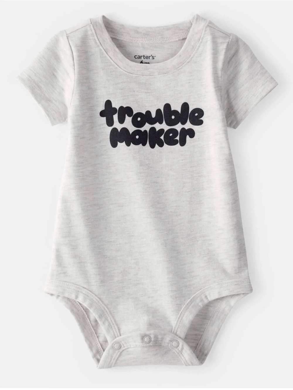 Baby Boy 'Trouble Maker' Short-Sleeve Graphic Bodysuit - Grey
